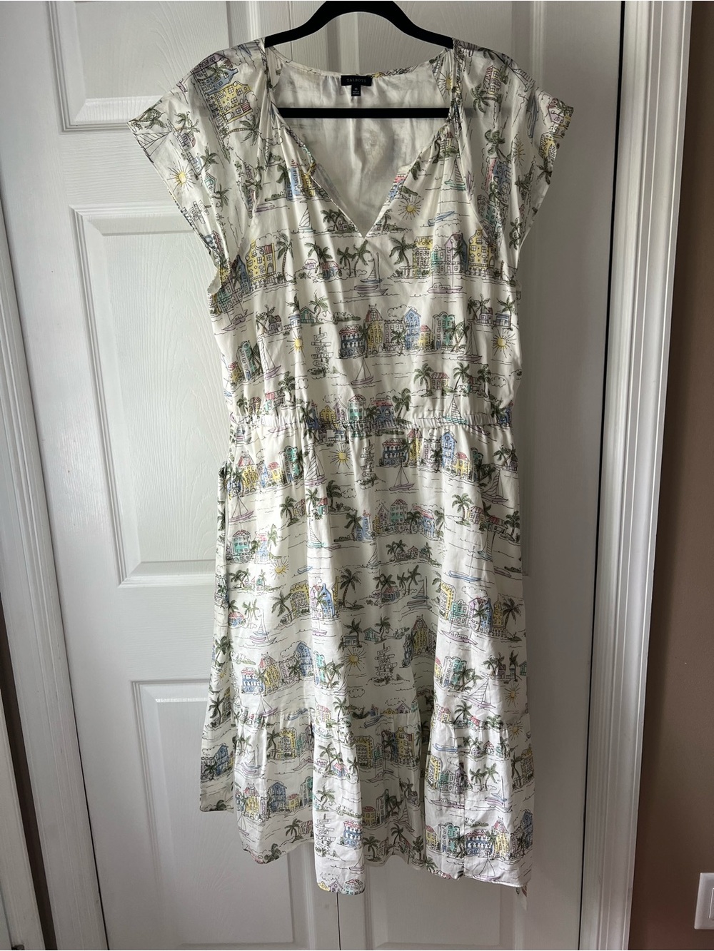 Talbots Shirt Dress with Multicolor Tropical Village Print